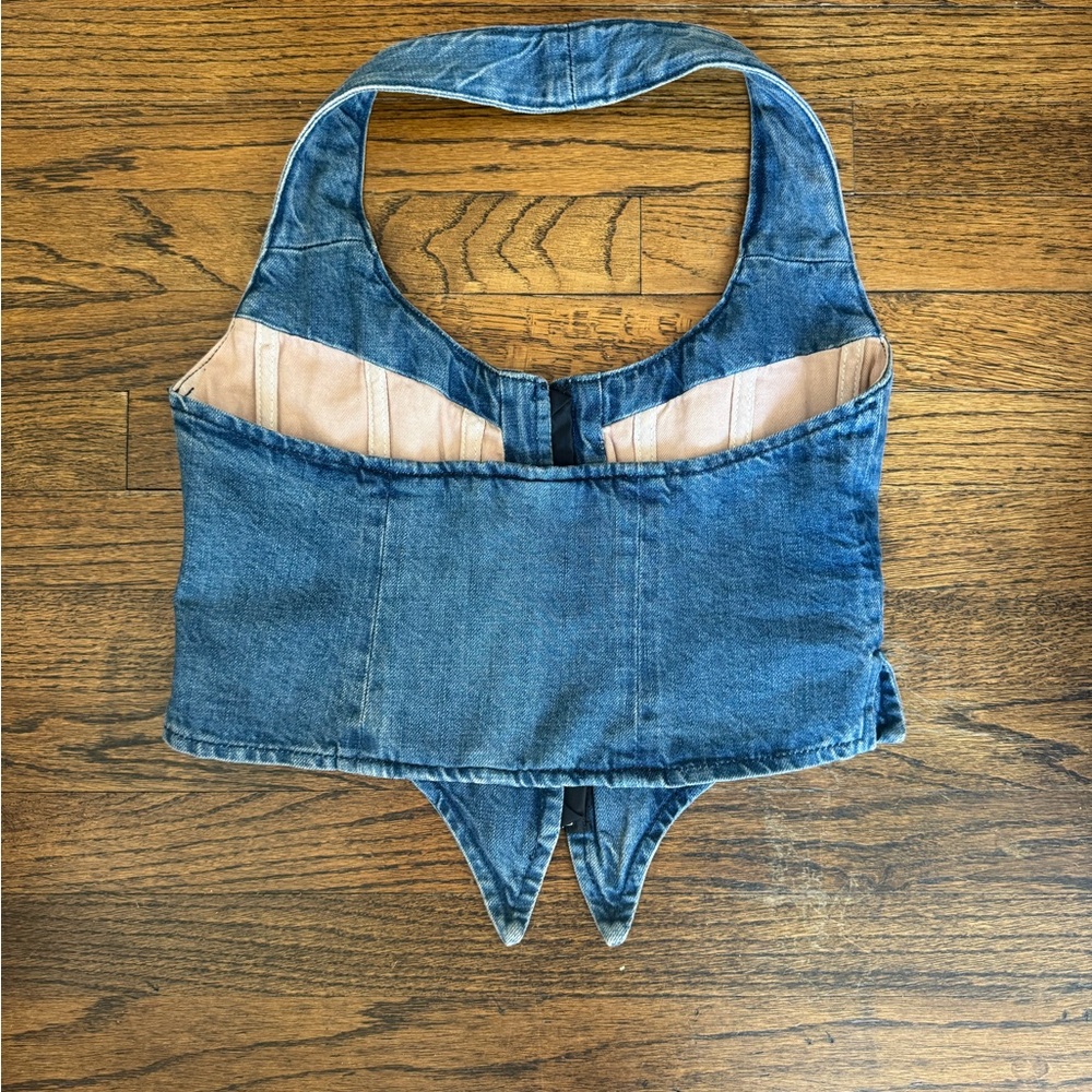 Miaou Blue Denim Crop Top - Picture 5 of 6